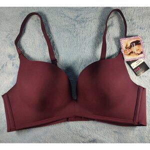 Maidenform wireless plunge pushup deep wine bra, 34A